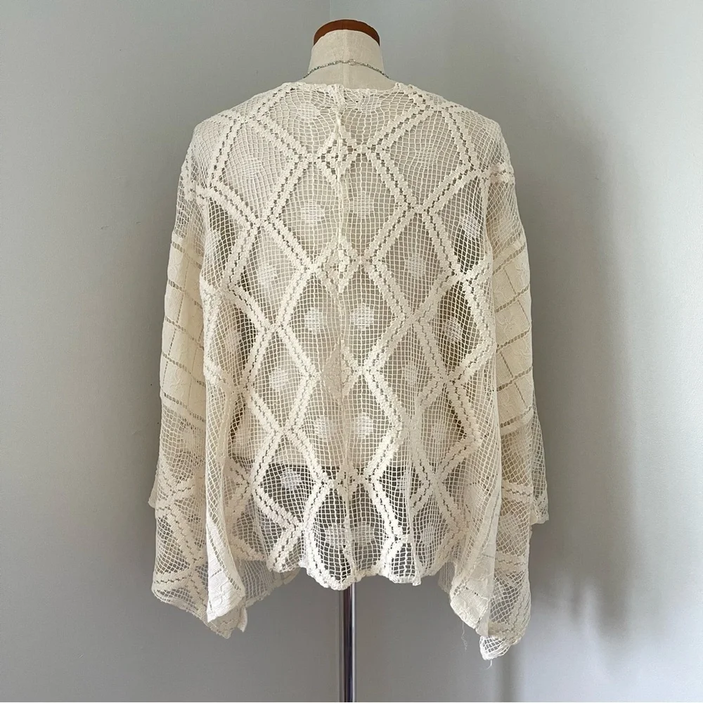 Cottagecore Free People Ivory Off the Coast Lace beach coverup One Size NWOT